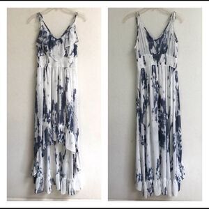 Guess high/low tie-dye ruffle midi/maxi long dress M